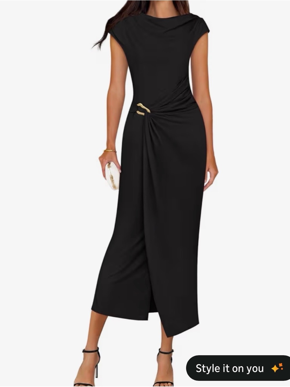 Elegant Black Maxi Dress with Gold Accent
